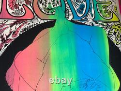 LOVE ECSTASIA VINTAGE 1970 HIPPIE HEADSHOP BLACKLIGHT POSTER By LEAD MEDIA NICE