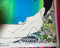 LOVE ECSTASIA VINTAGE 1970 HIPPIE HEADSHOP BLACKLIGHT POSTER By LEAD MEDIA NICE