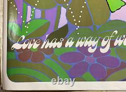 LOVE HAS A WAY 1970 VINTAGE BLACKLIGHT HEADSHOP HIPPIE POSTER By KERSTEN -NICE