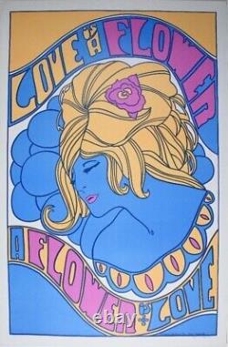 LOVE IS A FLOWER Vintage 1967 BLACK LIGHT PANDORA HEAD SHOP poster 23x35 NM