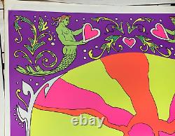 LOVE IS LIVING VINTAGE 1970 BLACKLIGHT SURFER POSTER THIRD EYE By Bonita Versh