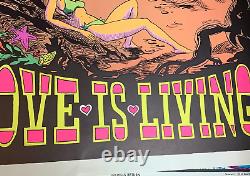 LOVE IS LIVING VINTAGE 1970 BLACKLIGHT SURFER POSTER THIRD EYE By Bonita Versh