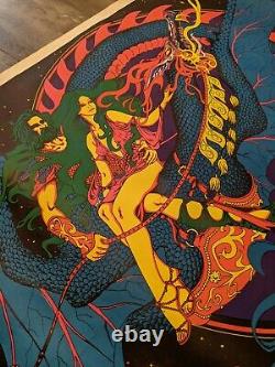 Large Vintage Black Light Poster 1971 Magic Dragon made in USA