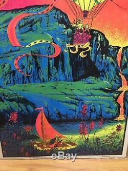 Large Vintage Black Light Poster 1971 Valley of Paradise