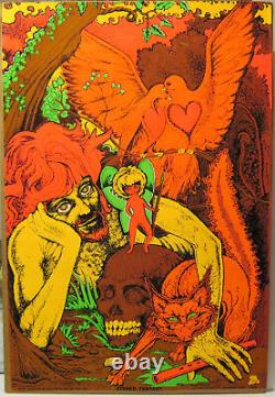 Legit Vtg 1971 HOLY GRAIL Houston Blacklight Poster STONED FANTASY Psyche VVHTF