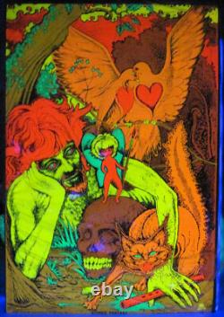 Legit Vtg 1971 HOLY GRAIL Houston Blacklight Poster STONED FANTASY Psyche VVHTF
