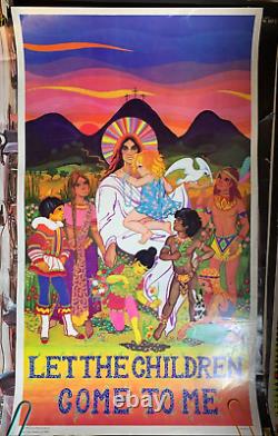 Let The Children Come To Me Vintage 1970 Full Color Jesus Poster -nice