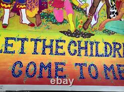 Let The Children Come To Me Vintage 1970 Full Color Jesus Poster -nice