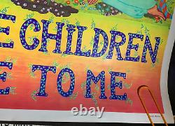 Let The Children Come To Me Vintage 1970 Full Color Jesus Poster -nice