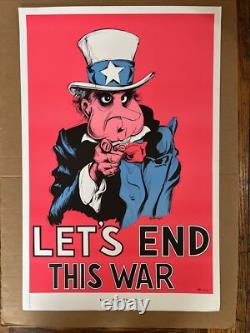 Lets end this war vintage blacklight poster Richard Nixon peace 1970s