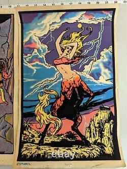 Lot 2 Black Light Posters Fantasy Originals Inc. Hollywood CA 1975 1977 Vintage