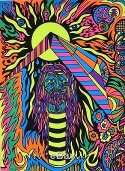 Lot Of 4 Psychedelic 1970 NOS Black Light Posters Signed Pin-Up Head Shop