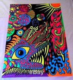 Lot of 100 Vintage Blacklight Posters Psychedelic Monster Hand Eye Fish Eyeballs