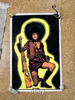 Lot of 3 Vintage 1970s Pantheress Velvet Black Light Posters