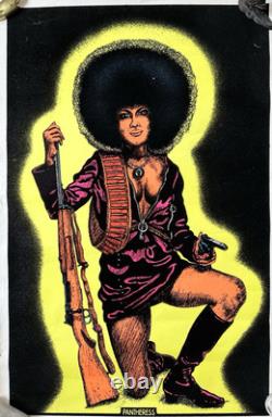 Lot of 3 Vintage 1970s Pantheress Velvet Black Light Posters