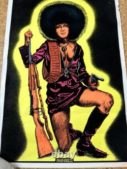 Lot of 3 Vintage 1970s Pantheress Velvet Black Light Posters