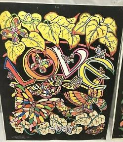Lot of (6) Western Graphics Black Light Posters (Made USA) Fuzzy Velvet
