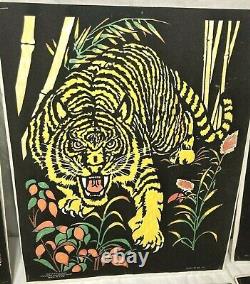 Lot of (6) Western Graphics Black Light Posters (Made USA) Fuzzy Velvet