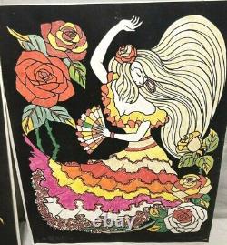 Lot of (6) Western Graphics Black Light Posters (Made USA) Fuzzy Velvet