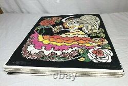 Lot of (6) Western Graphics Black Light Posters (Made USA) Fuzzy Velvet