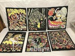 Lot of (6) Western Graphics Fuzzy Posters Velvet Black Light Posters (Made USA)