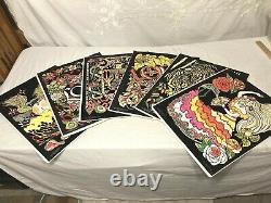 Lot of (6) Western Graphics Fuzzy Posters Velvet Black Light Posters (Made USA)