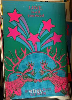 Love Is All You Need Vintage 1970 Greetings Gemini Blacklight Poster Company