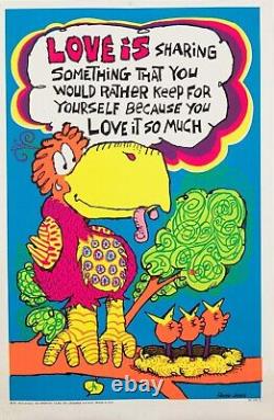 Love Is Bird Vintage Original 1971 Artko Psychedelic Blacklight Poster 25327