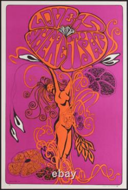 Love Is Where It's At 1967 Psychedelic Black Light Poster Summer of Love Hippie