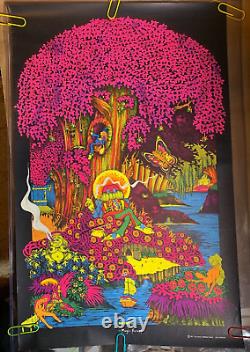 MAGIC FOREST VINTAGE 1971 BLACKLIGHT HEADSHOP POSTER By PETAGNO III -NICE
