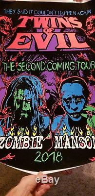 MARILYN MANSON ROB ZOMBIE Black Light Poster Twins of Evil 2018 VIP experience
