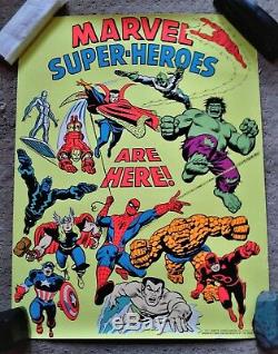 MARVEL SUPER HEROES ARE HERE (1971) 3rd Eye Black Light Poster Brilliant Color
