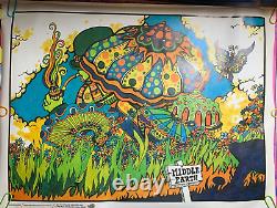 MIDDLE EARTH VINTAGE 1970's BLACKLIGHT HEADSHOP POSTER By Yellow Unicorn -NICE