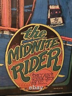 MIDNITE RIDER VINTAGE 1973 BLACKLIGHT HEADSHOP POSTER By BILL HOORMAN -NICE