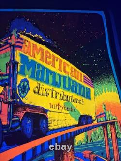 MIDNITE RIDER Vtg 1973 BLACKLIGHT HEADSHOP POSTER BILL HOORMANN Rare Marijuana