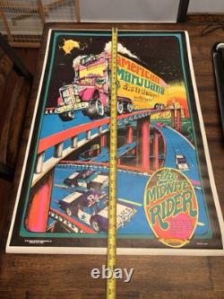 MIDNITE RIDER Vtg 1973 BLACKLIGHT HEADSHOP POSTER BILL HOORMANN Rare Marijuana