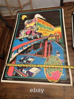 MIDNITE RIDER Vtg 1973 BLACKLIGHT HEADSHOP POSTER BILL HOORMANN Rare Marijuana