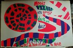 MOODS ARE LOVELY DARK & DEEP 1960's VINTAGE BLACKLIGHT POSTER Signed By JOYCE