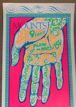 MOUNTS PALMISTRY LINES VINTAGE 1970's BLACKLIGHT HEADSHOP POSTER By DUNHAM