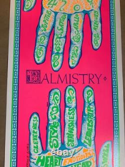 MOUNTS PALMISTRY LINES VINTAGE 1970's BLACKLIGHT HEADSHOP POSTER By DUNHAM