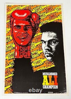 MUHAMMAD ALI Champ Blacklight Vintage Poster Boxing 1974 Black Power Pride BLM