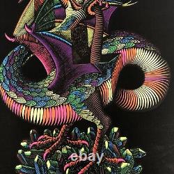 M. C. Escher Dragon Blacklight Print ENGRAVING BY ESHER Vintage