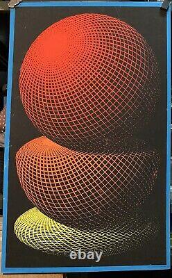 M. C. Escher Spheres Silk Screen Blacklight 19x31 J. Casey Poster 1968 VTG