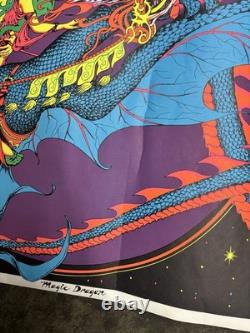 Magic Dragon Psychedelic black light poster vintage 1971 damaged C2933