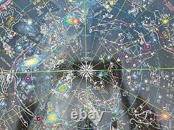 Map of the Universe Black Light GLOW IN THE DARK Zodiac VTG Poster Celestial Art
