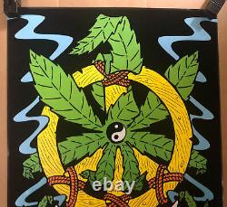 Marijuana Peace Original Vintage Black light Poster Velvet Mushroom Drugs Weed