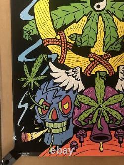 Marijuana Peace Original Vintage Black light Poster Velvet Mushroom Drugs Weed