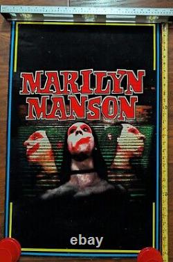 Marilyn Manson 3 Faces Blacklight Poster Flocked Metal 1997 Vintage