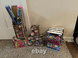 Marvel Black Light Funko Pop COMPLETE SET! With All 5 Pops, Both Posters & Tees
