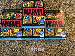 Marvel Black Light Funko Pop COMPLETE SET! With All 5 Pops, Both Posters & Tees